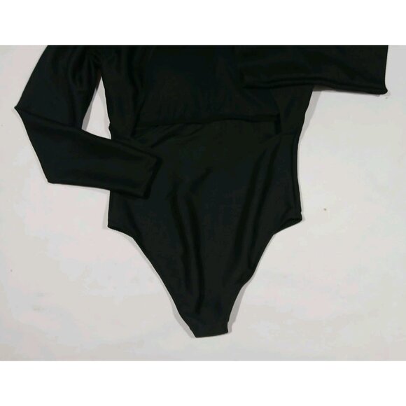 J. Crew Active Ribbed Long Sleeve One Piece Swimsuit Size 12 Black Rashguard - Picture 8 of 9